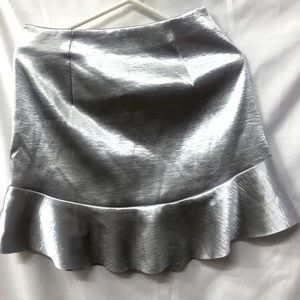 H M Silver ruffled skirt